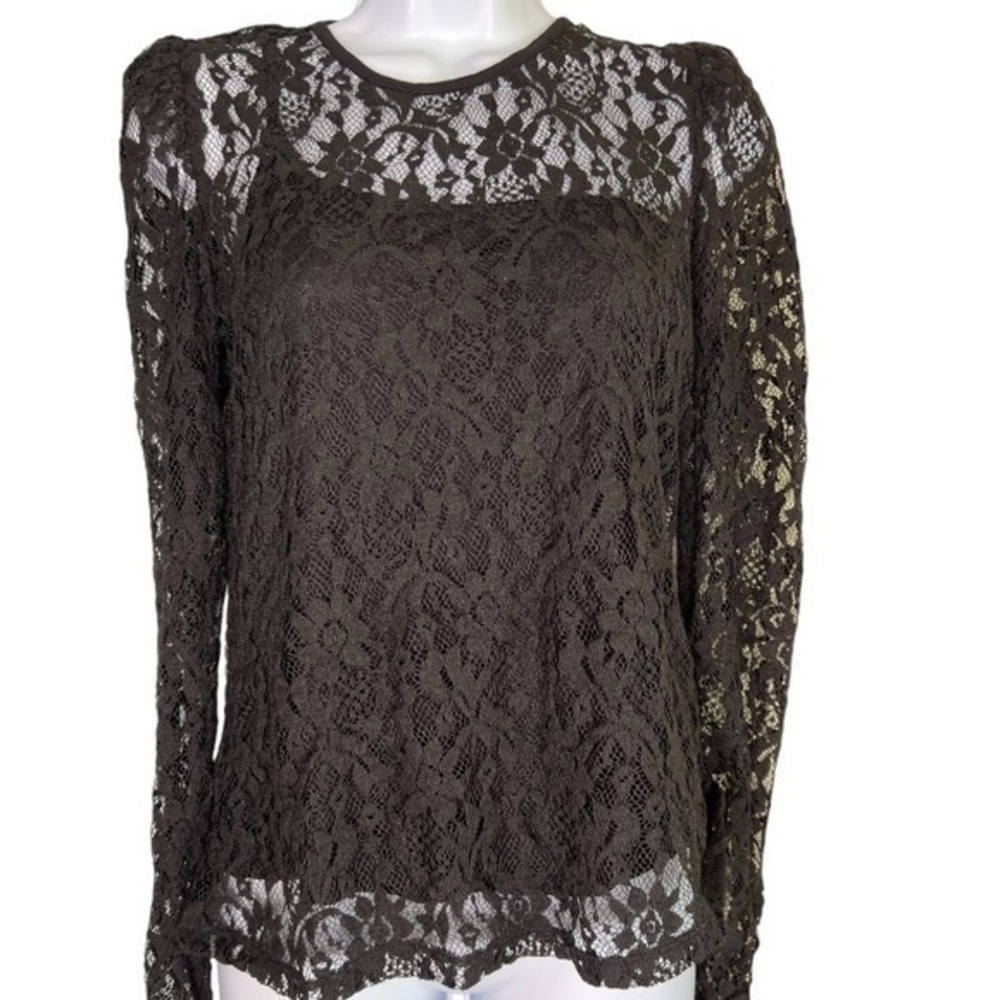 Catherine Malandrino 2in 1 black lace top with built in cami